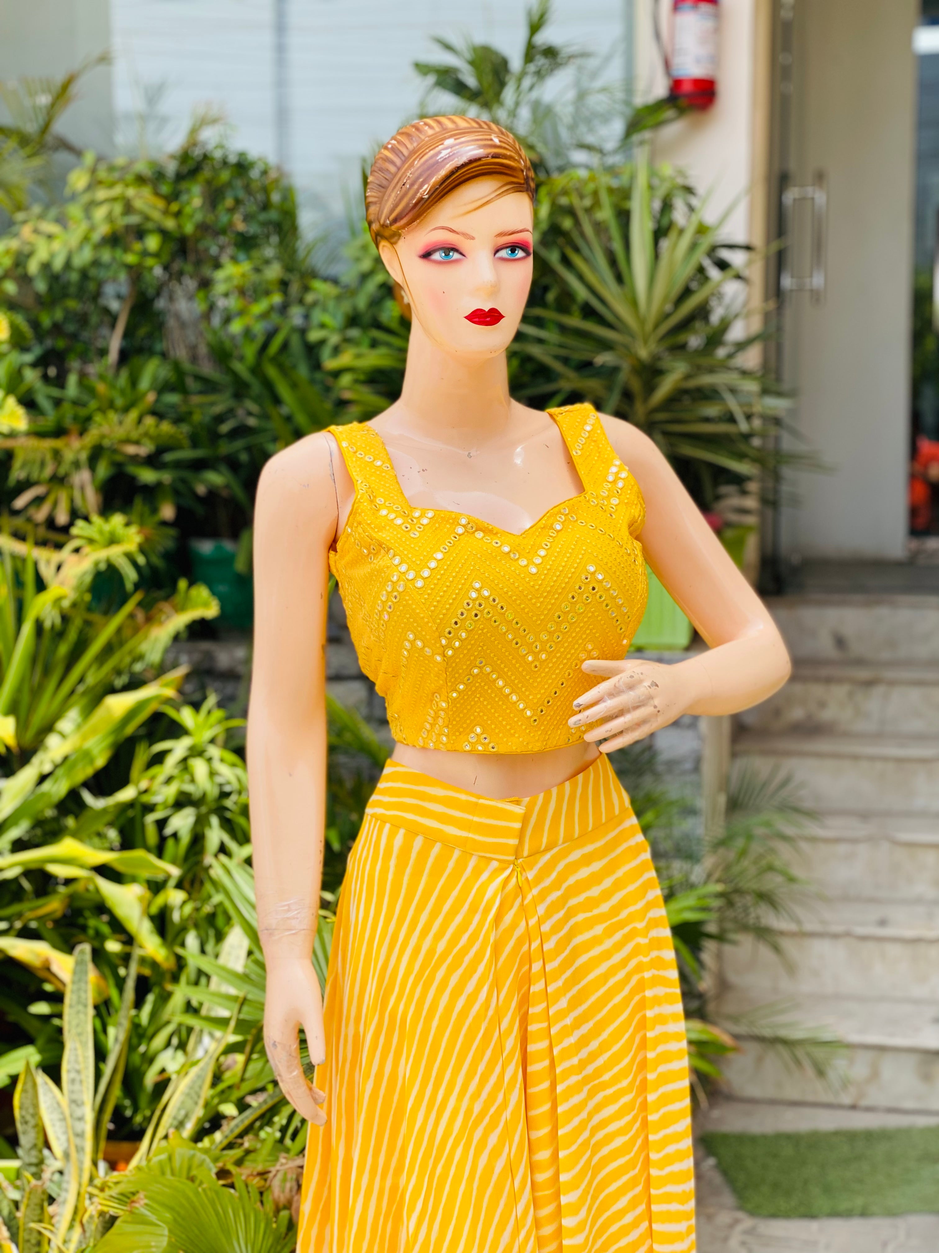 Yellow Leheriya Co-Ord Set