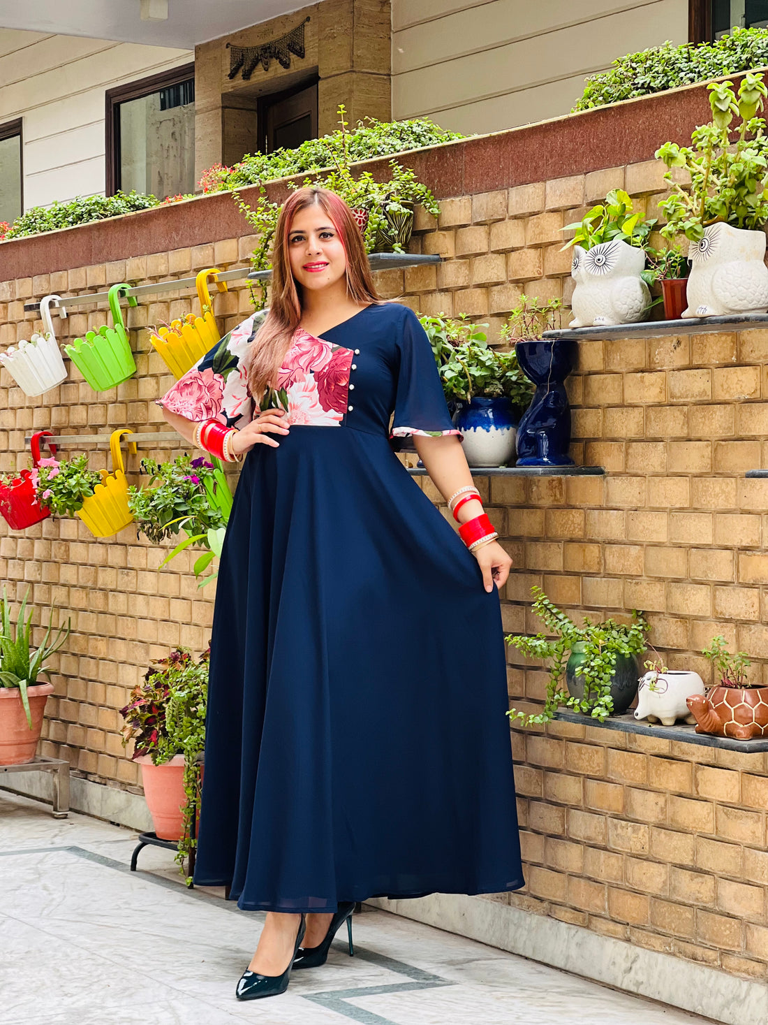 Navy Blue Half & Half Maxi