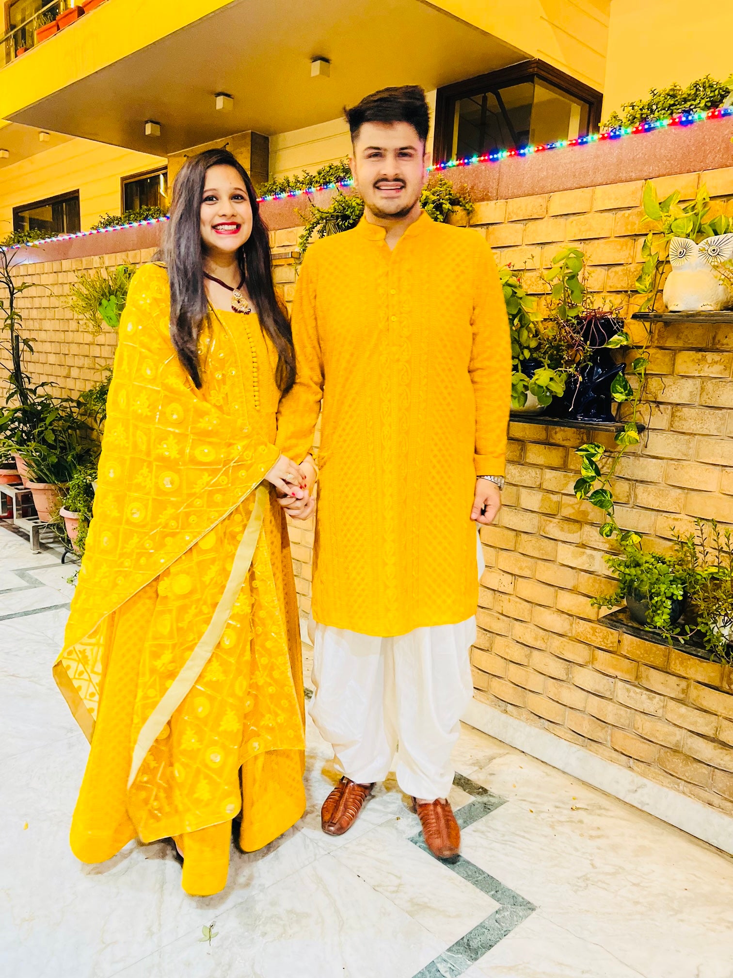 Yellow Chikankari Anarkali With Dupatta