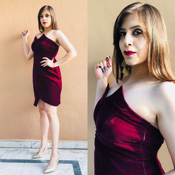 Wine Velvet Tube Dress