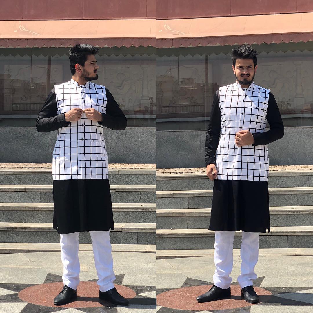 Menswear Monochrome with Checks Waist Coat