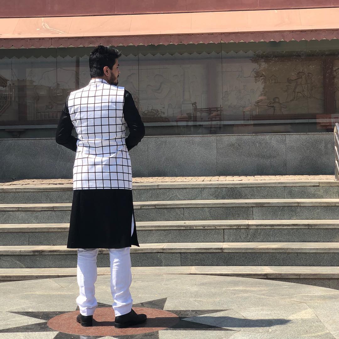 Menswear Monochrome with Checks Waist Coat