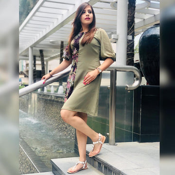 Half & Half Pista Green Dress