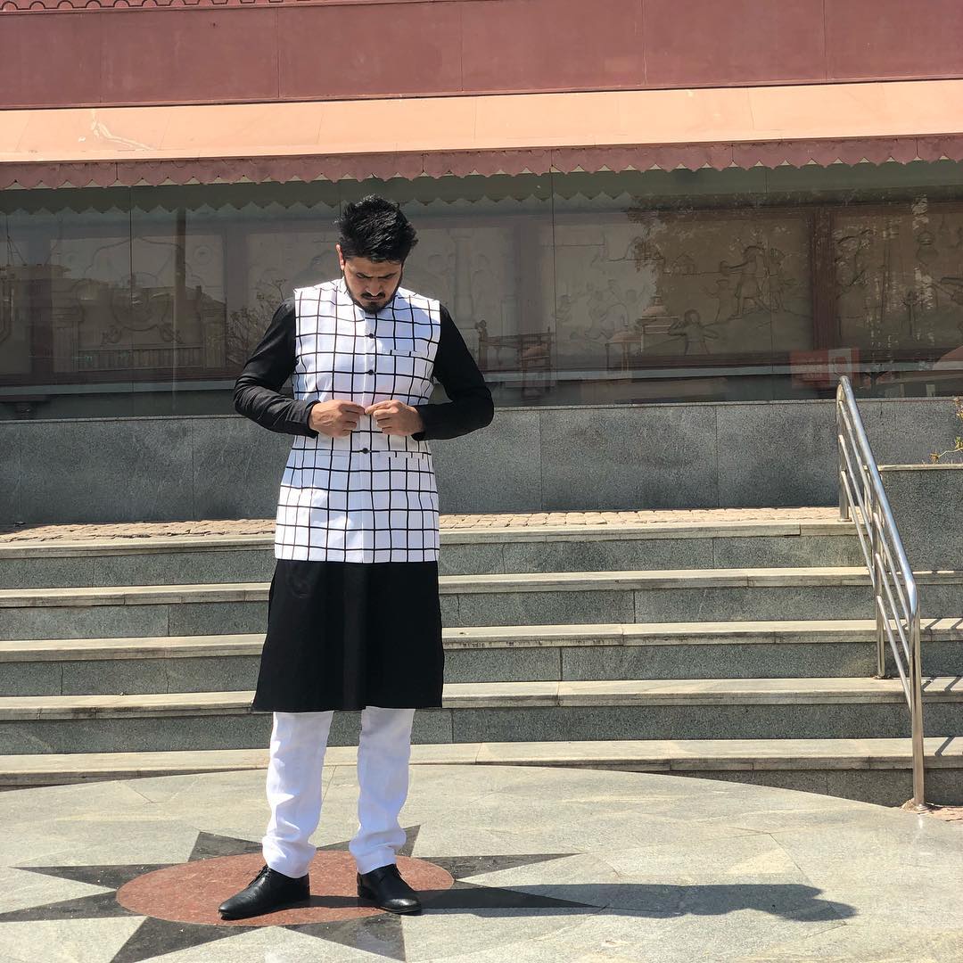 Menswear Monochrome with Checks Waist Coat