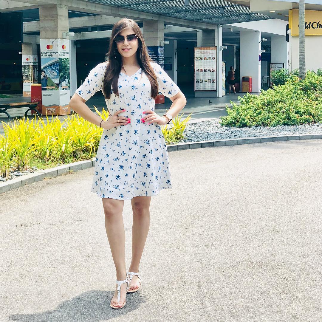 White & Blue Printed Dress