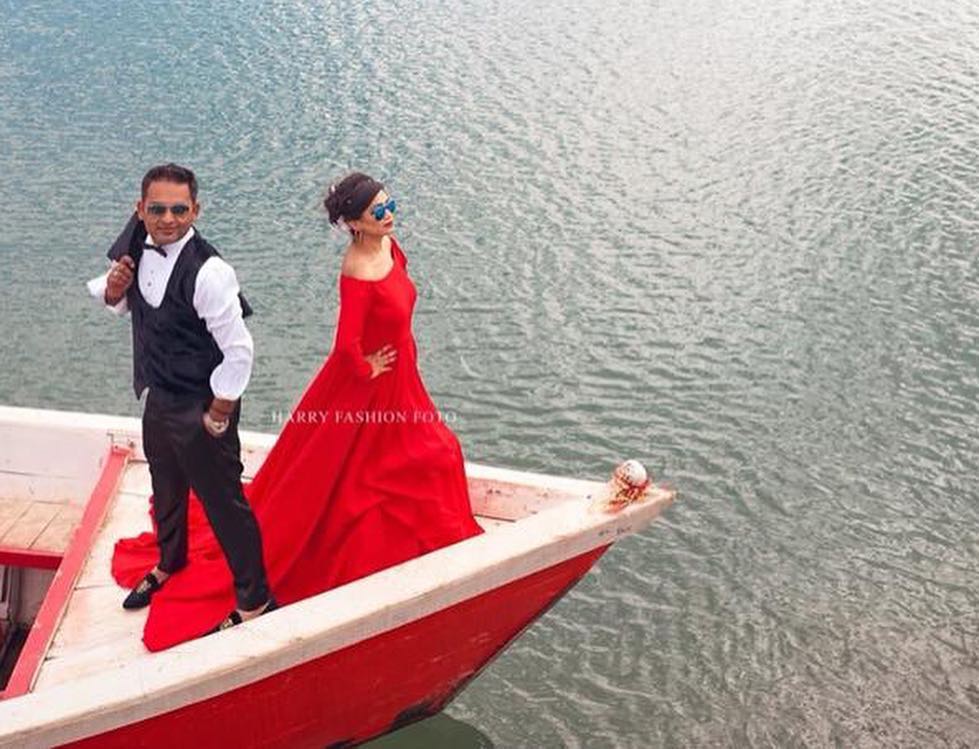 Red Off Shoulder Gown