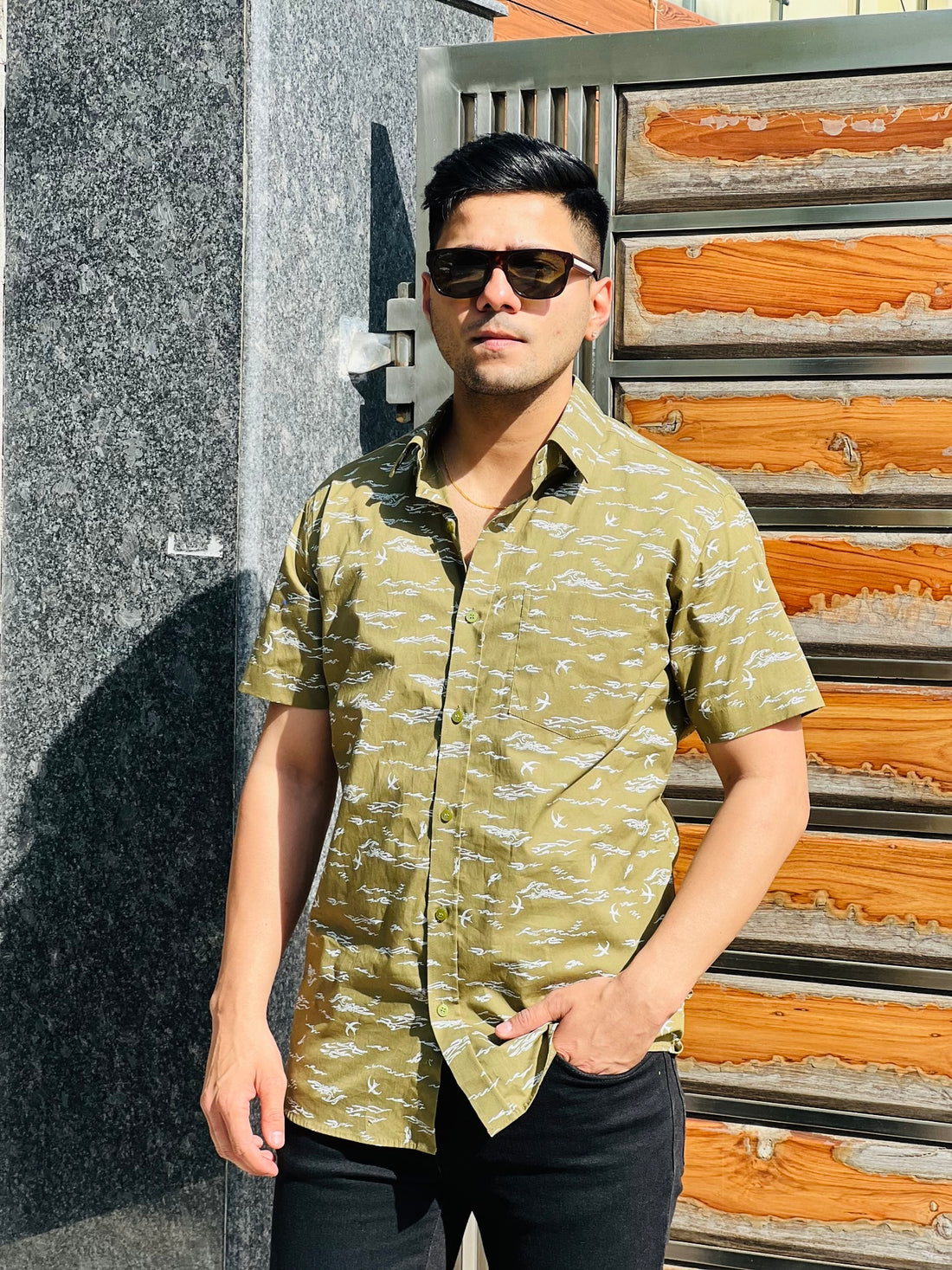 Olive Printed Shirt