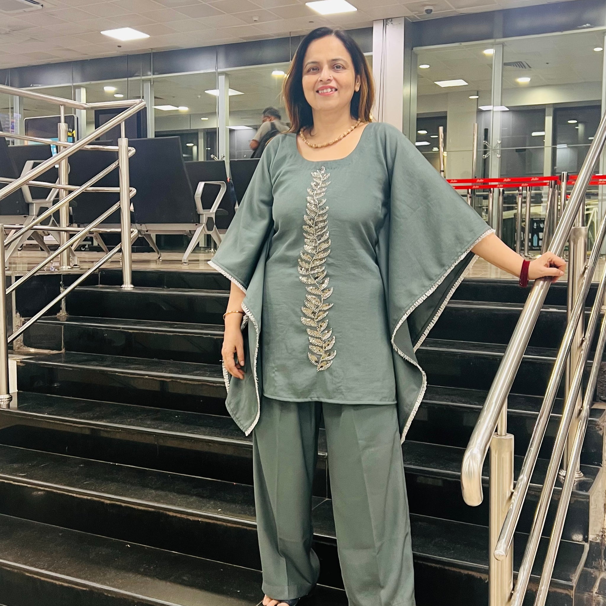 Grey Embroidered Co-Ord Set