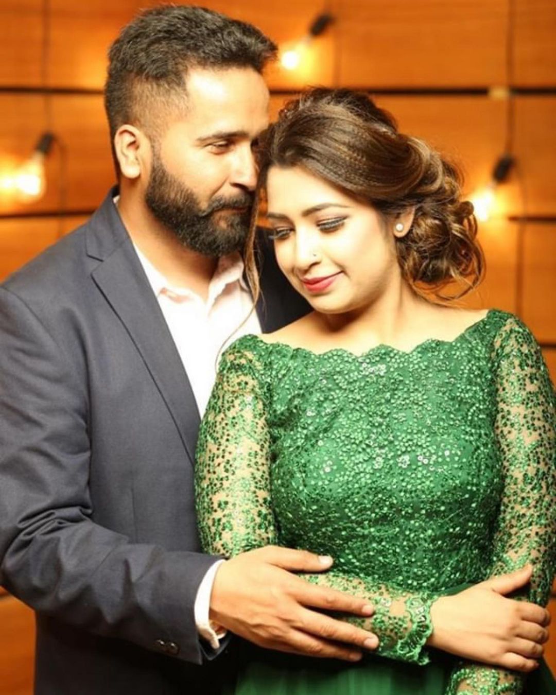 Bottle Green Phulkari Gown