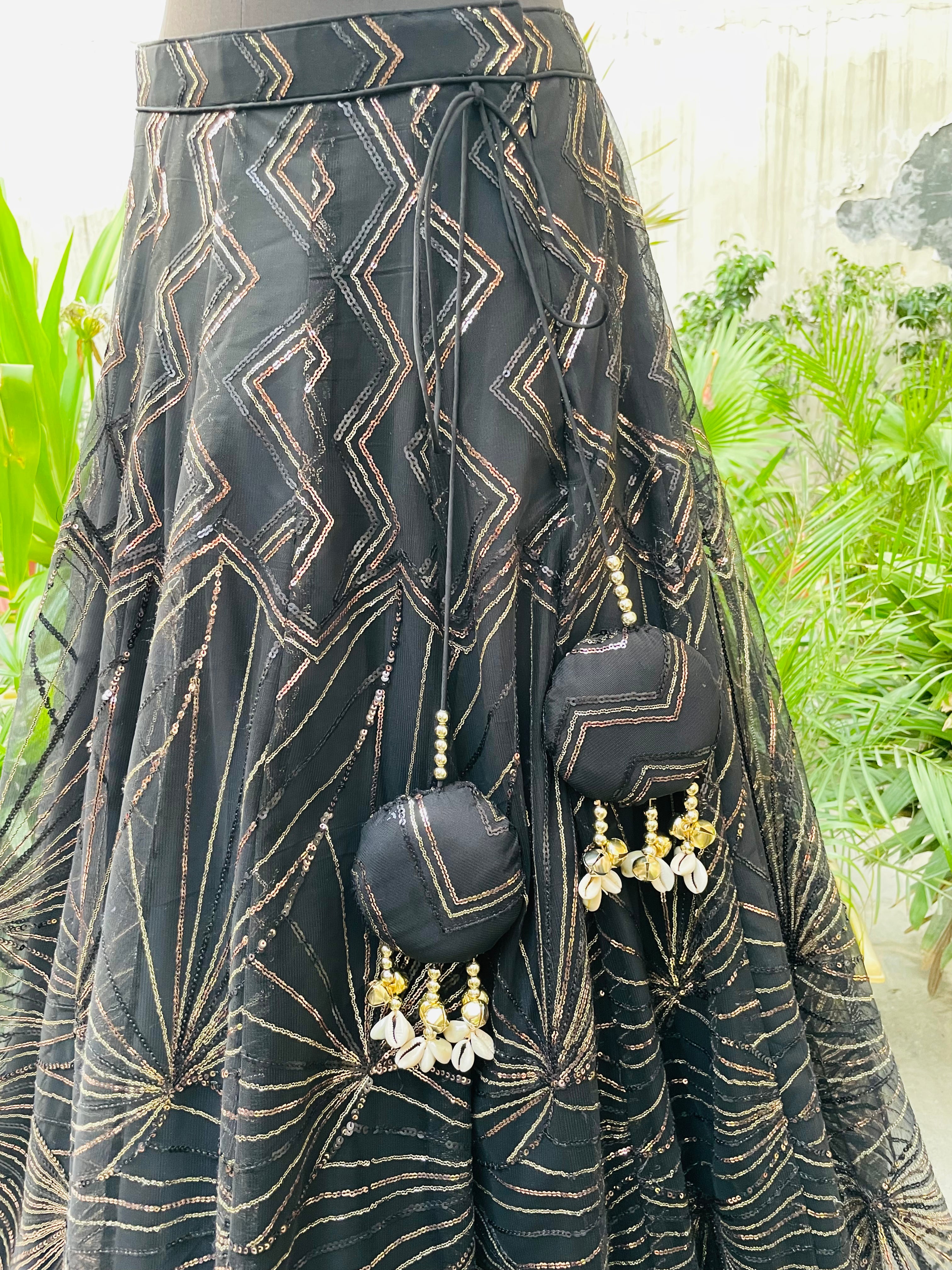 Black Designer Sequin Lehenga
