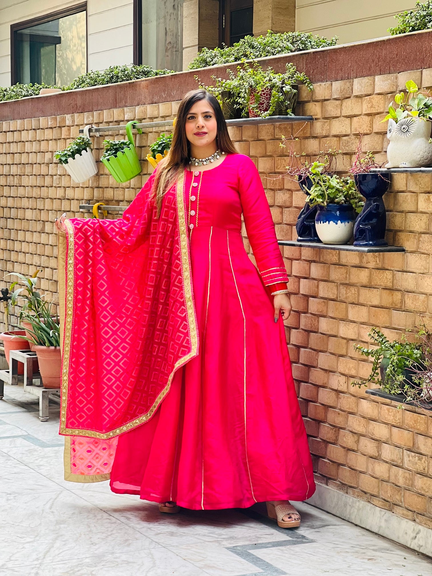 Silk Pink Anarkali