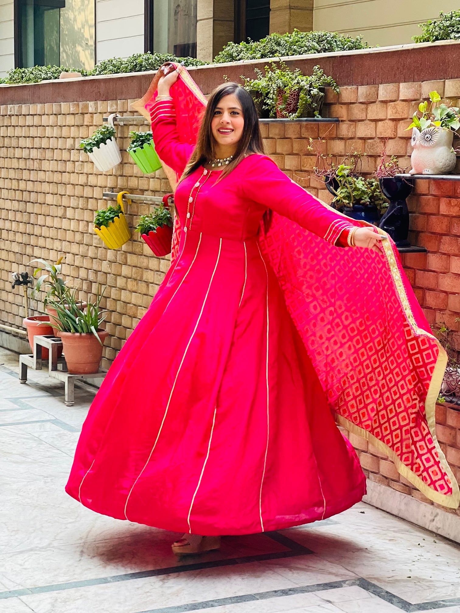 Silk Pink Anarkali