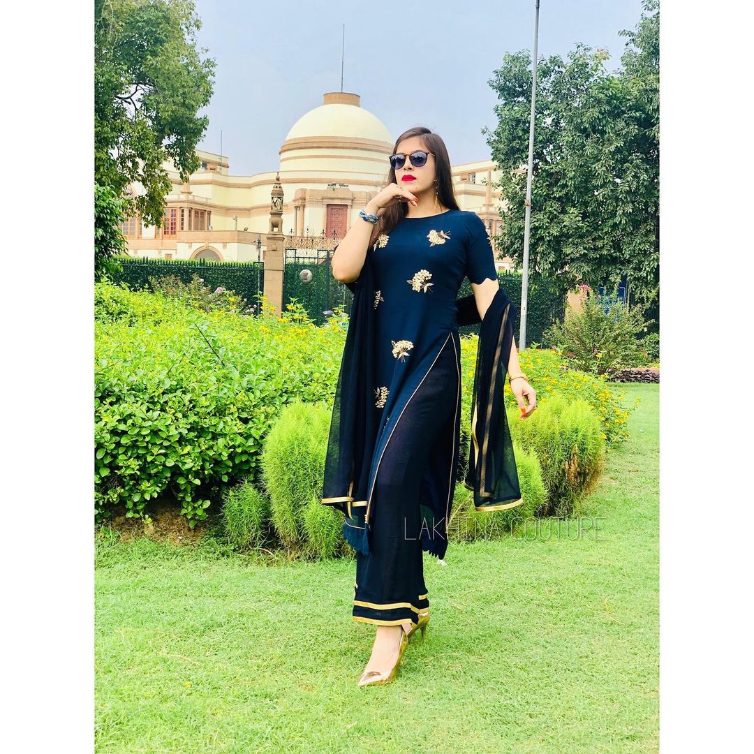 Navy Blue Georgette Suit