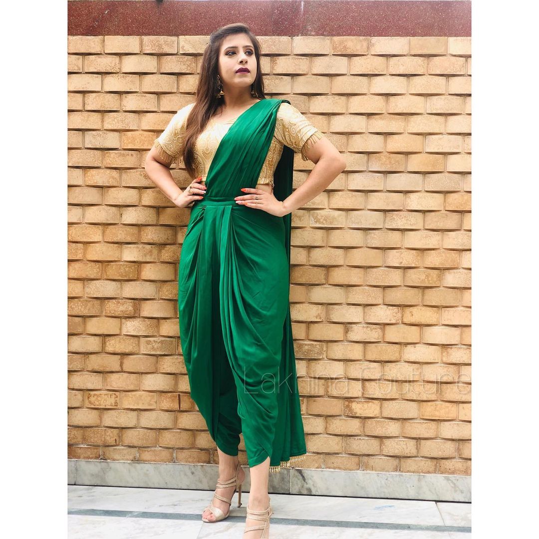 Green Dhoti Saree