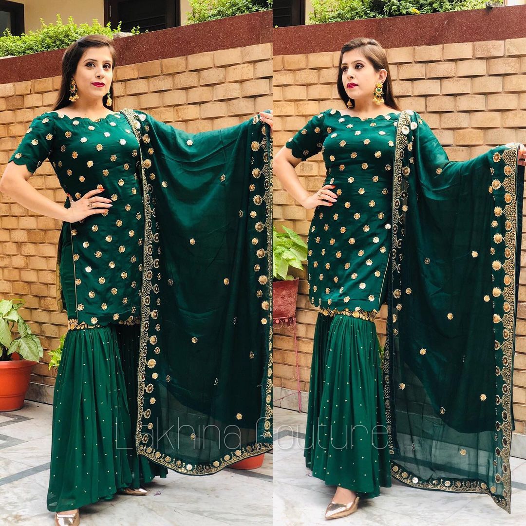 Bottle Green Garara Suit