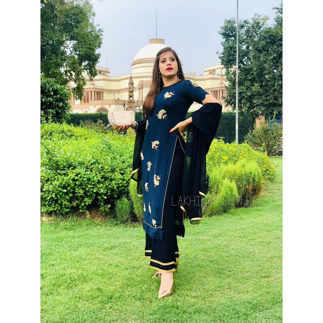 Navy Blue Georgette Suit
