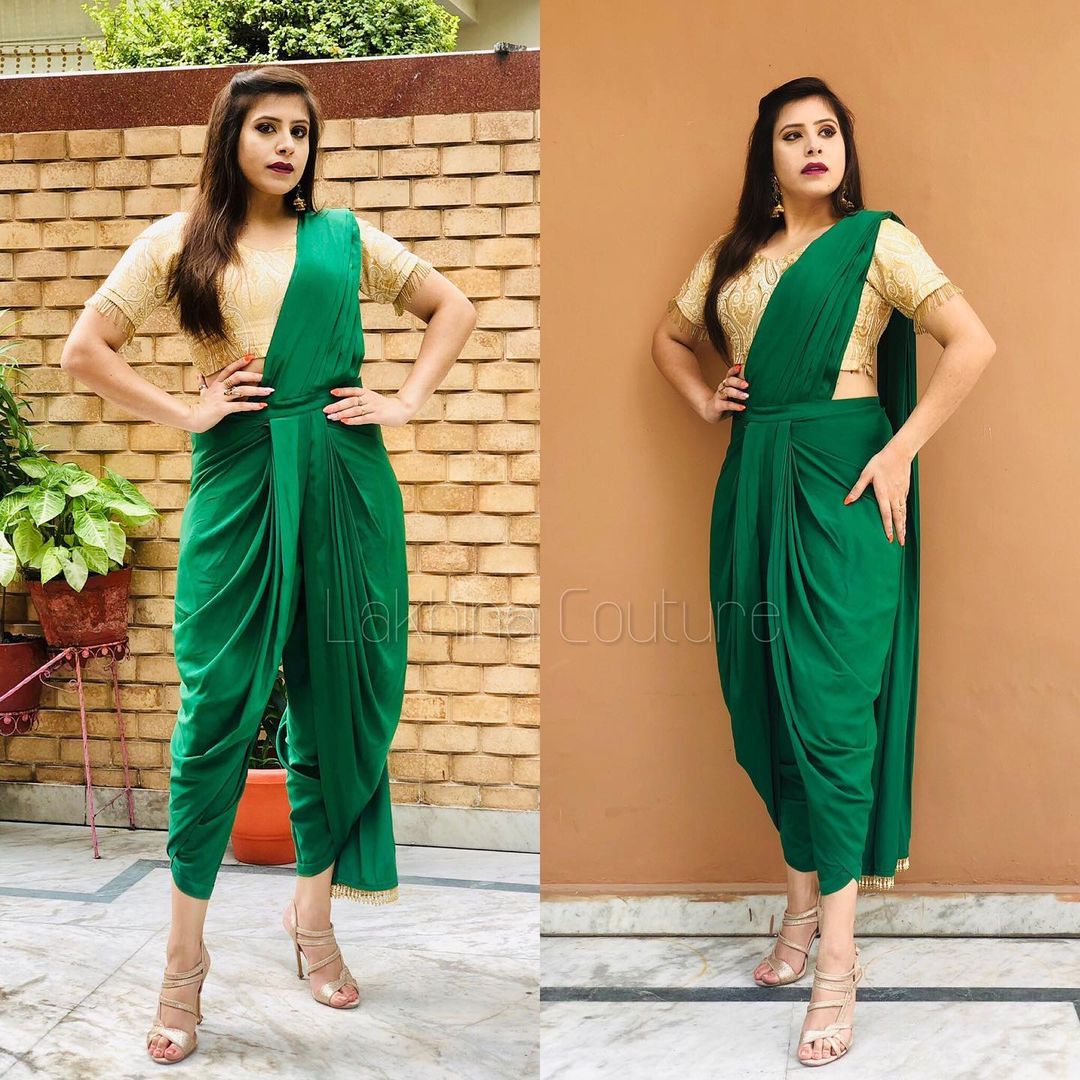Green Dhoti Saree