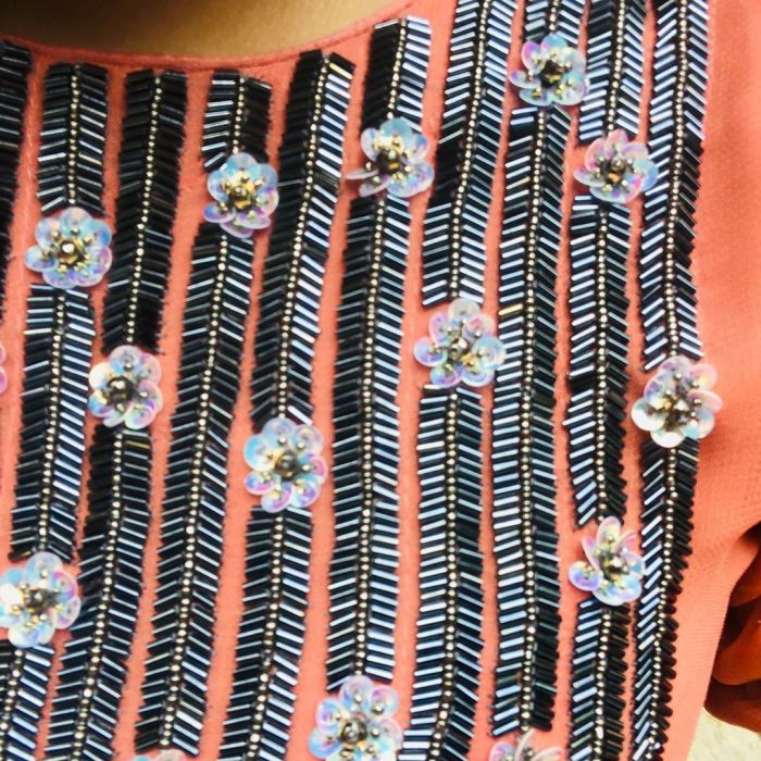 Peach Embroidered Slit Kurti