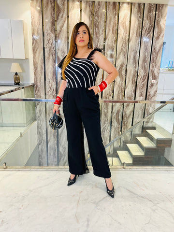 Black Embroidered Jumpsuit
