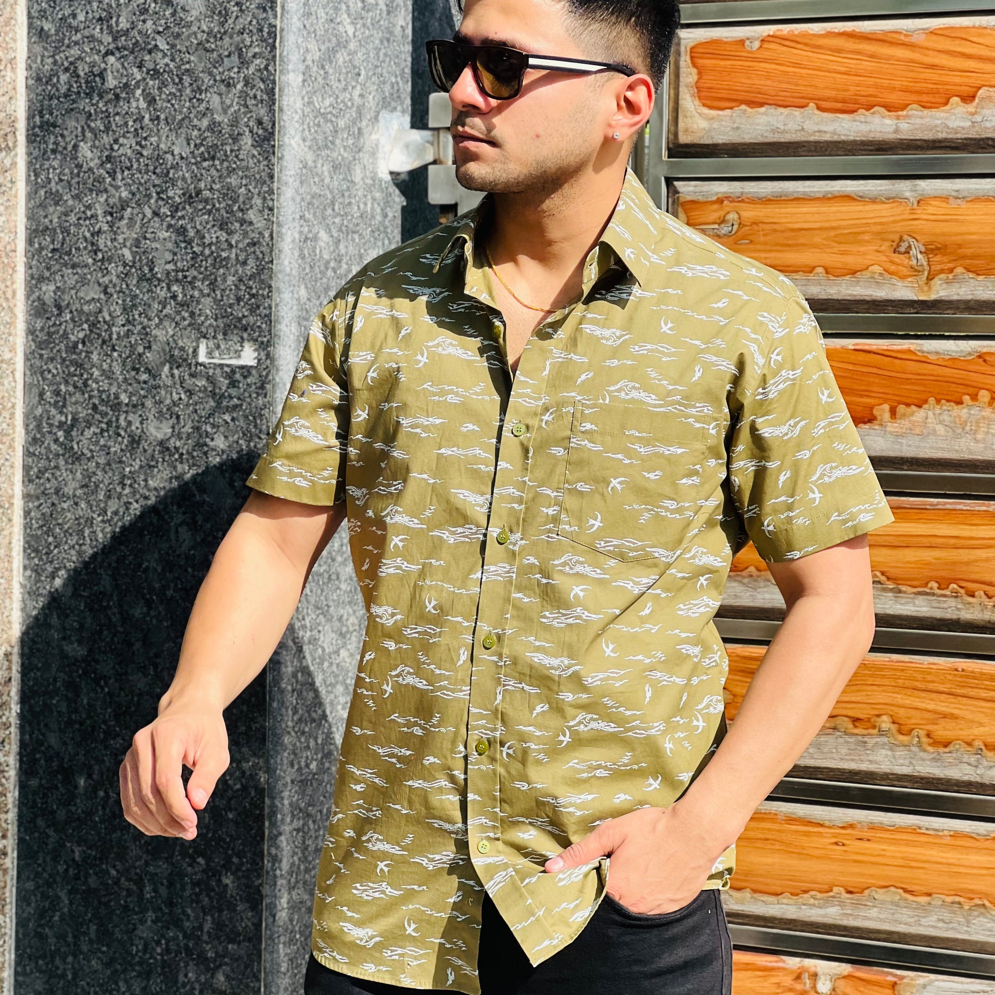 Olive Printed Shirt