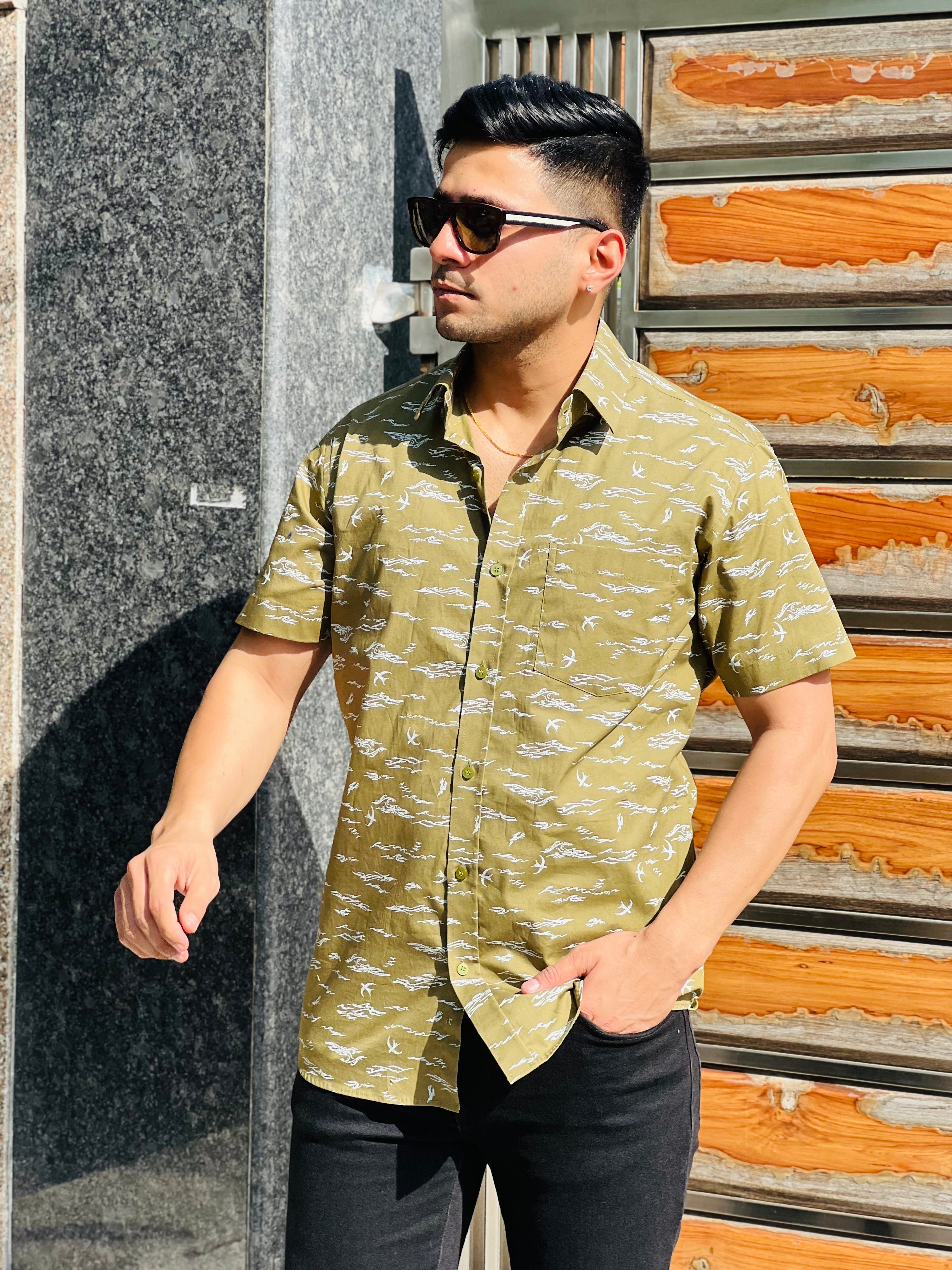 Olive Printed Shirt