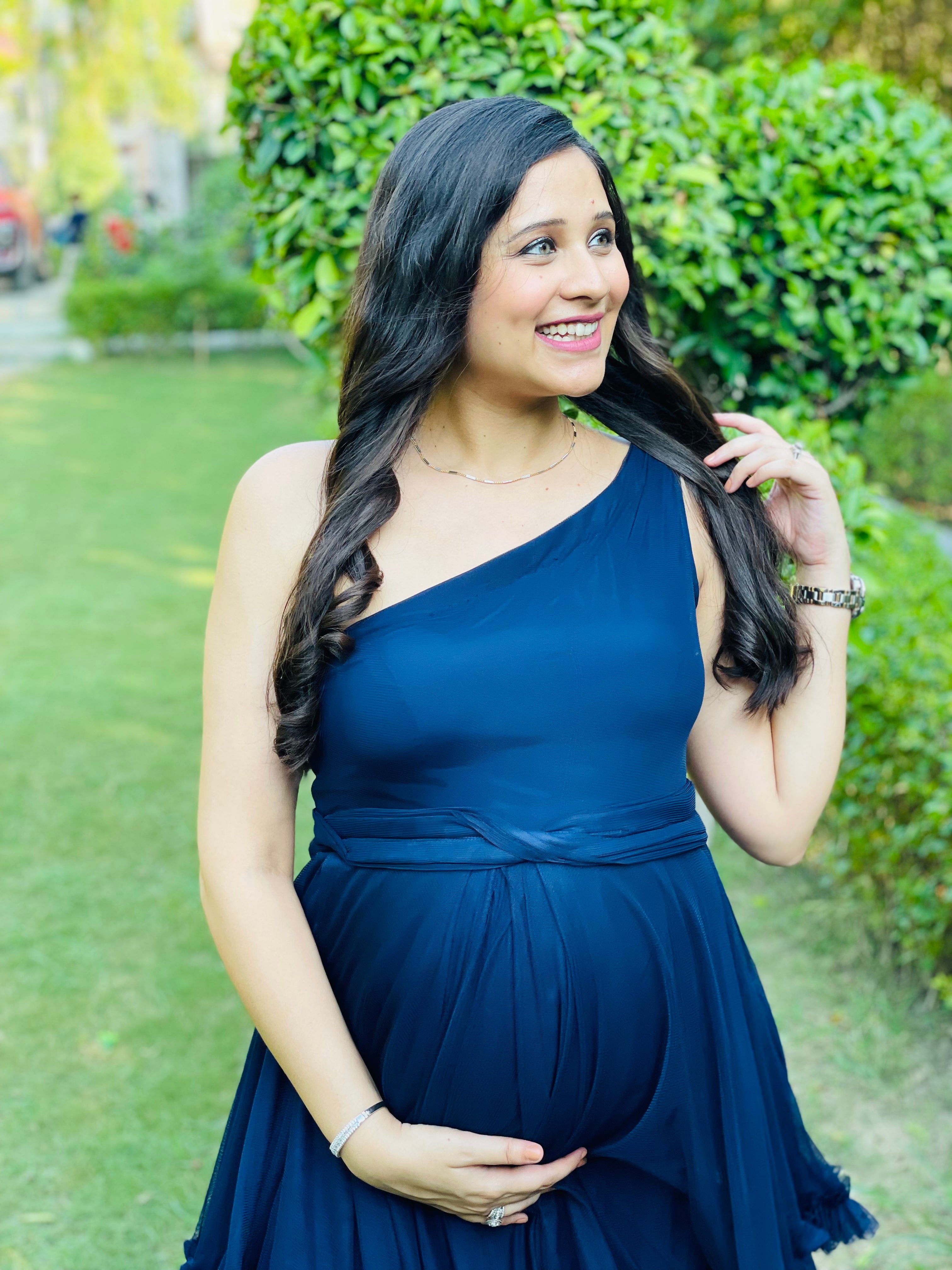 Navy Blue Net Gown