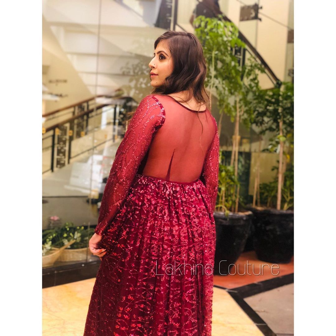 Wine Glitter Gown