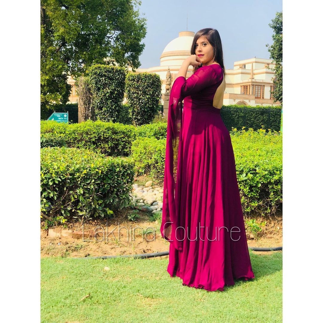 Wine Embroidered Gown
