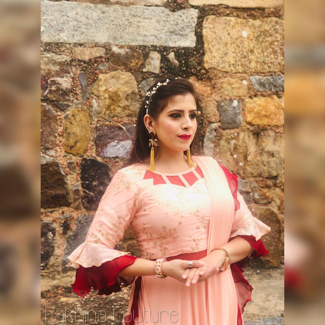 Peach Drape Saree