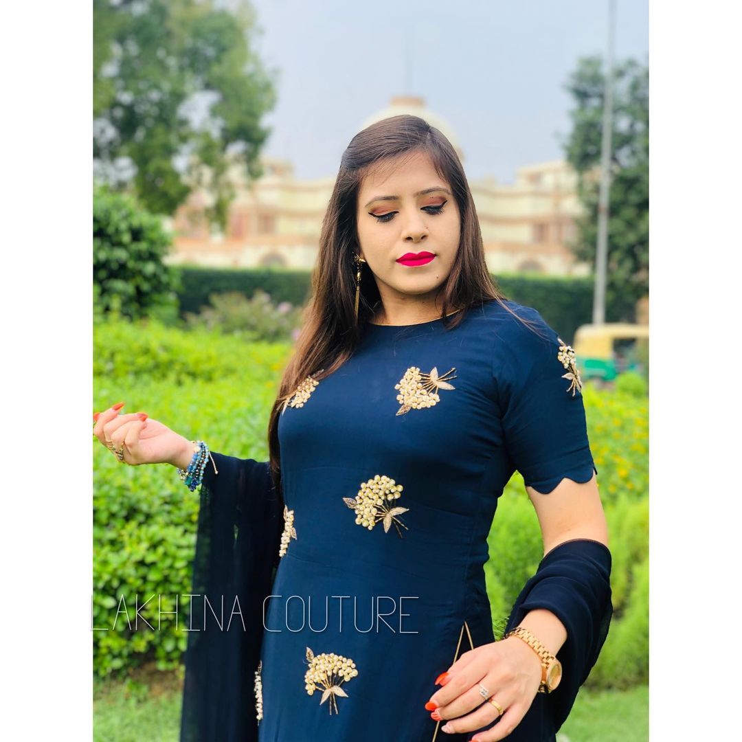 Navy Blue Georgette Suit