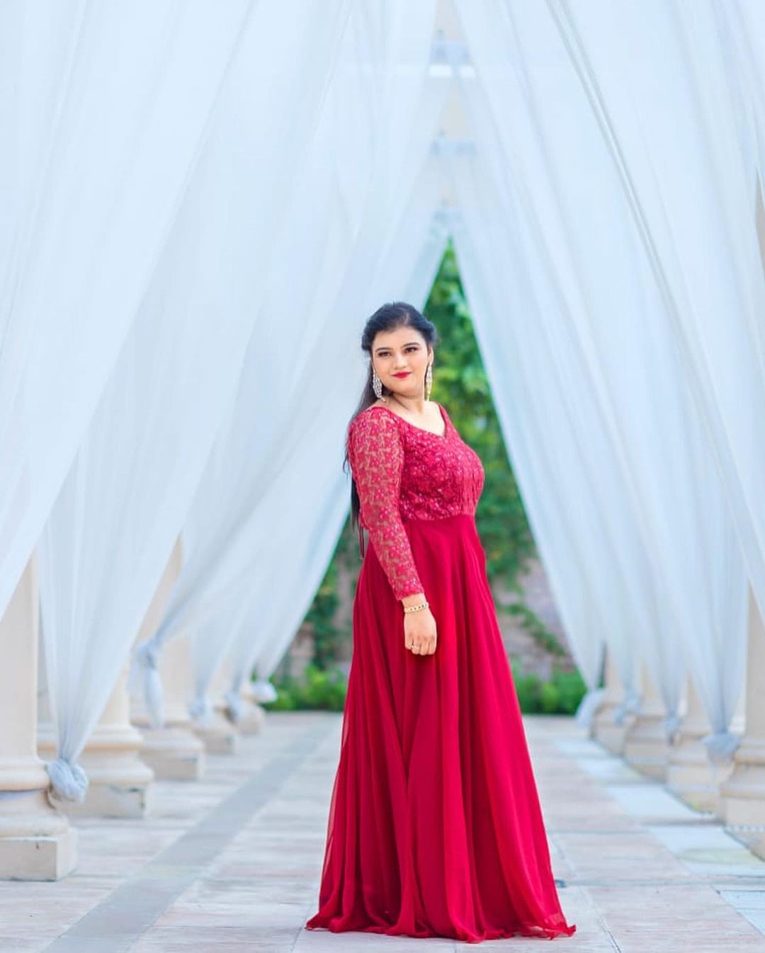 Red Embroidered Gown