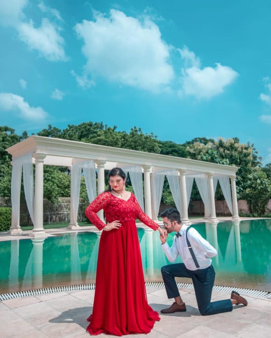 Red Embroidered Gown