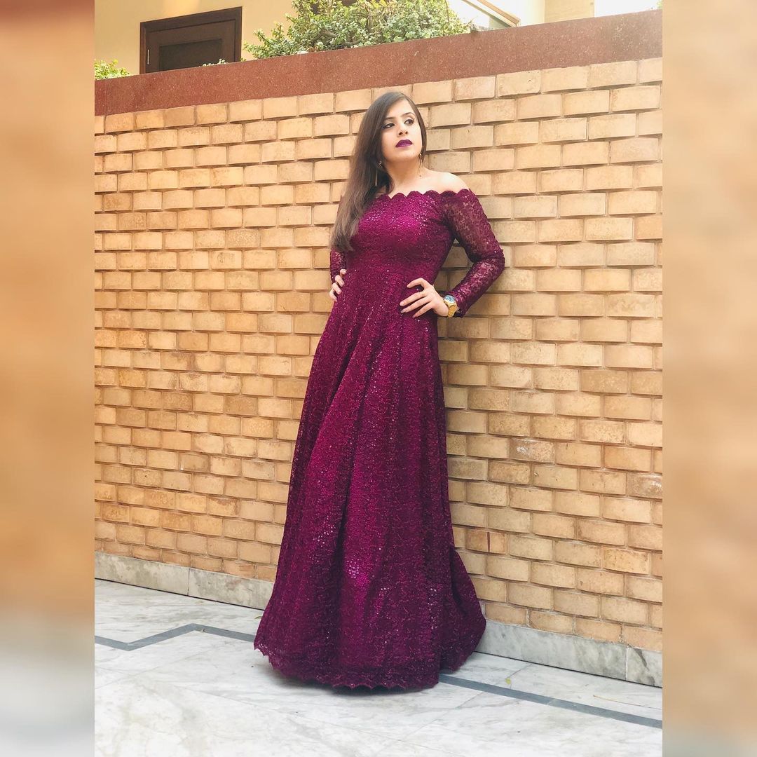 Wine Phulkari Gown