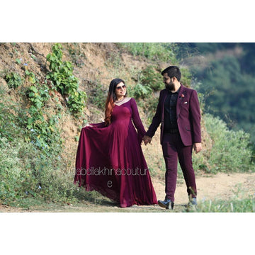 Wine Georgette Gown
