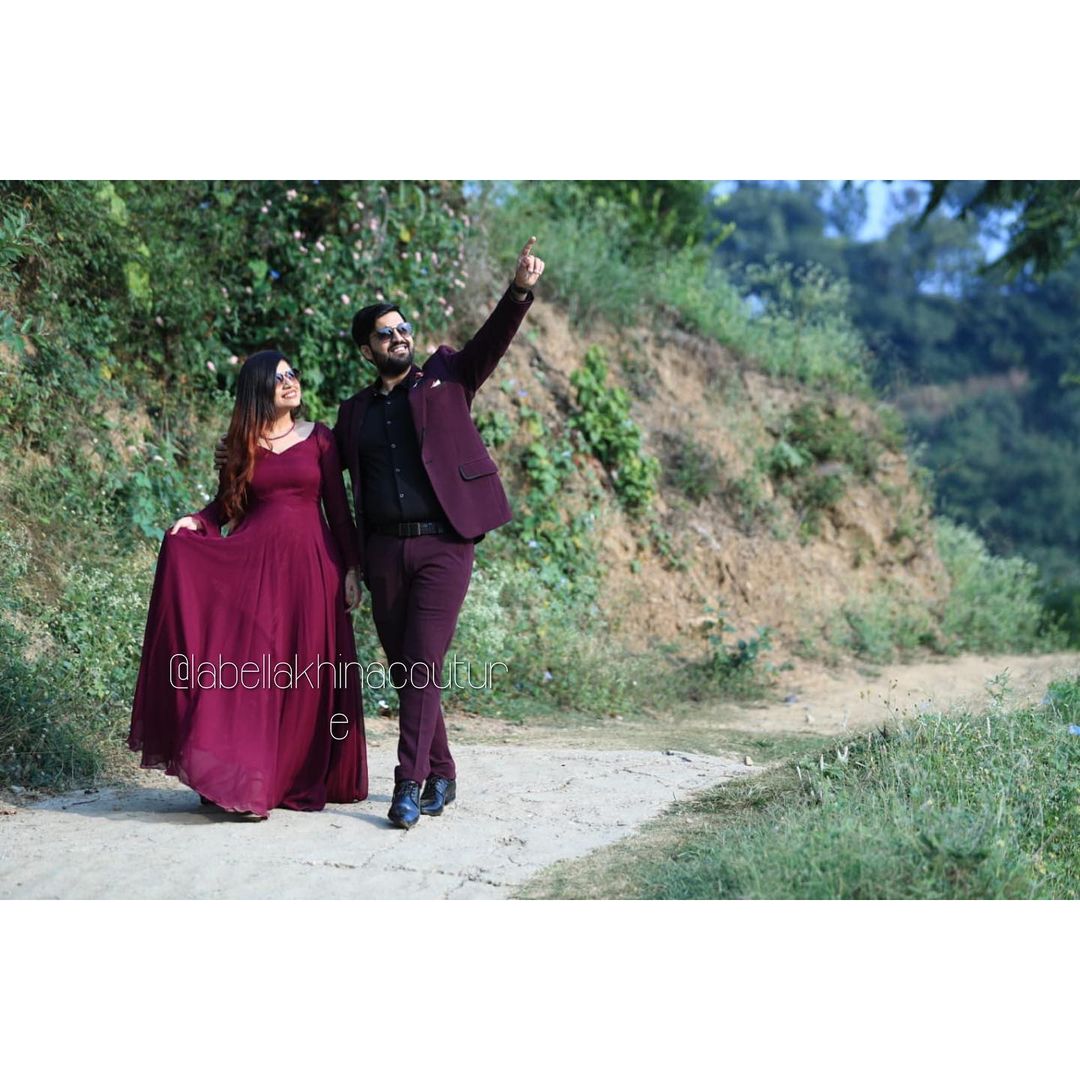 Wine Georgette Gown