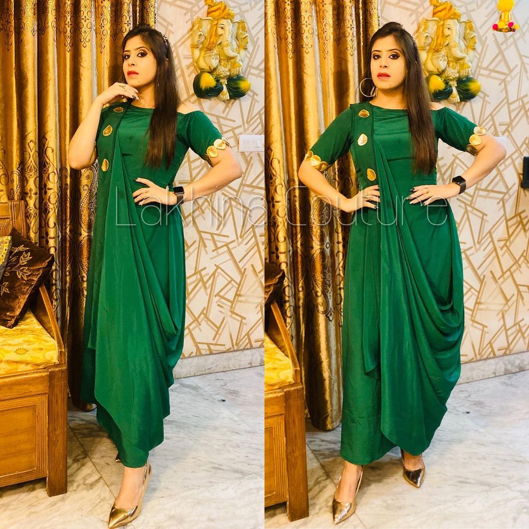 Bottle Green Diwali Drape