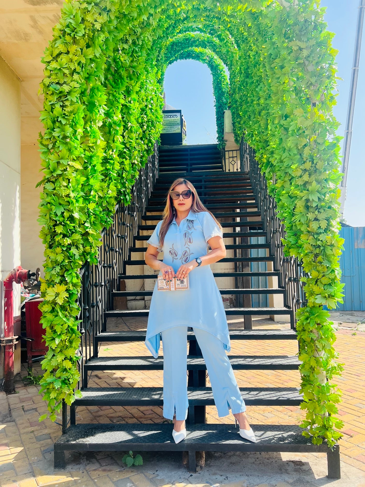 Sky Blue Embroidered Co-Ord