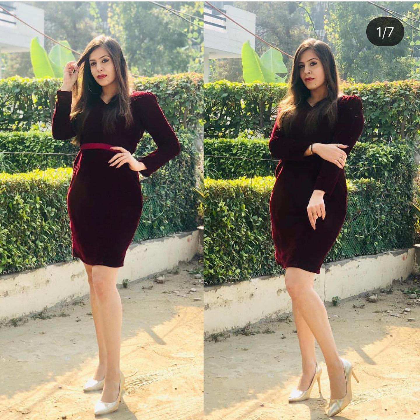 Wine Velvet Dress