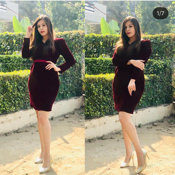 Wine Velvet Dress