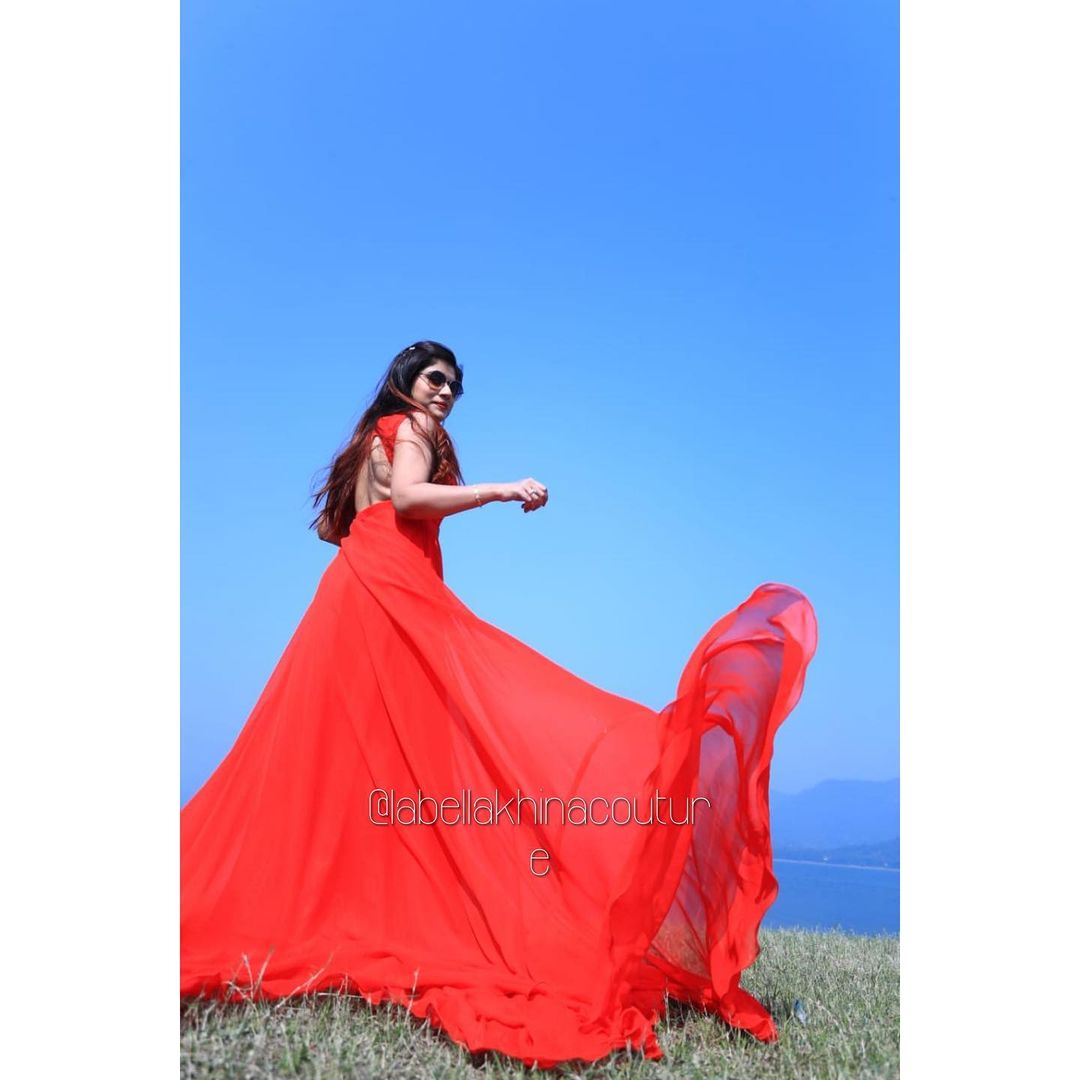 Red Georgette Gown