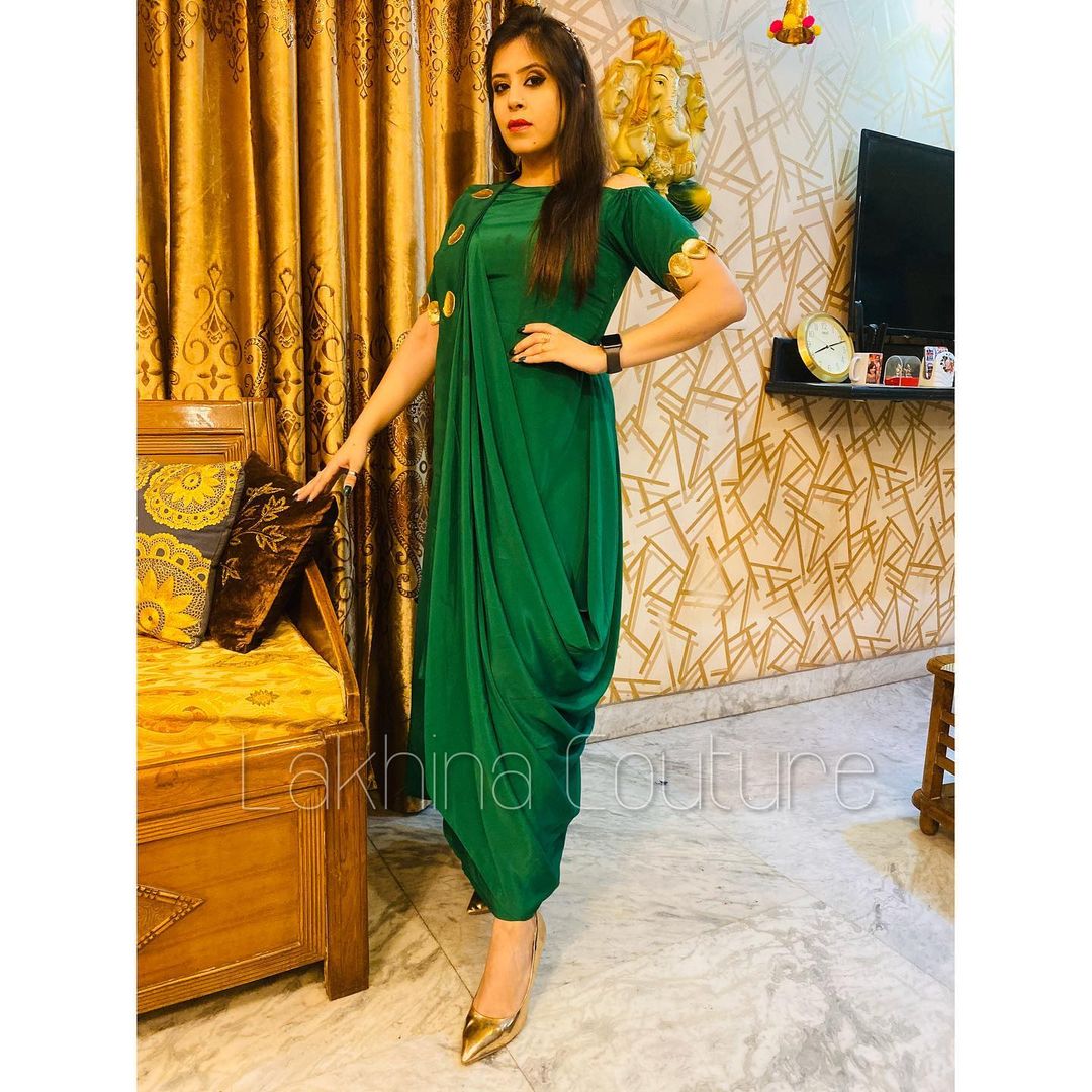 Bottle Green Diwali Drape