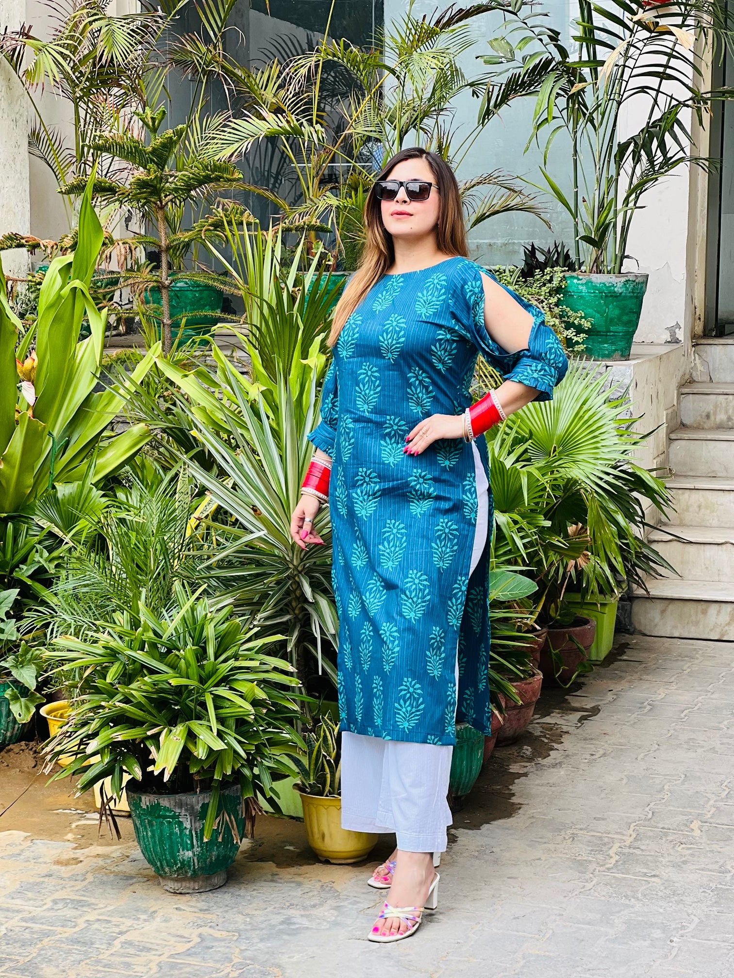 Blue Leaf Kurti
