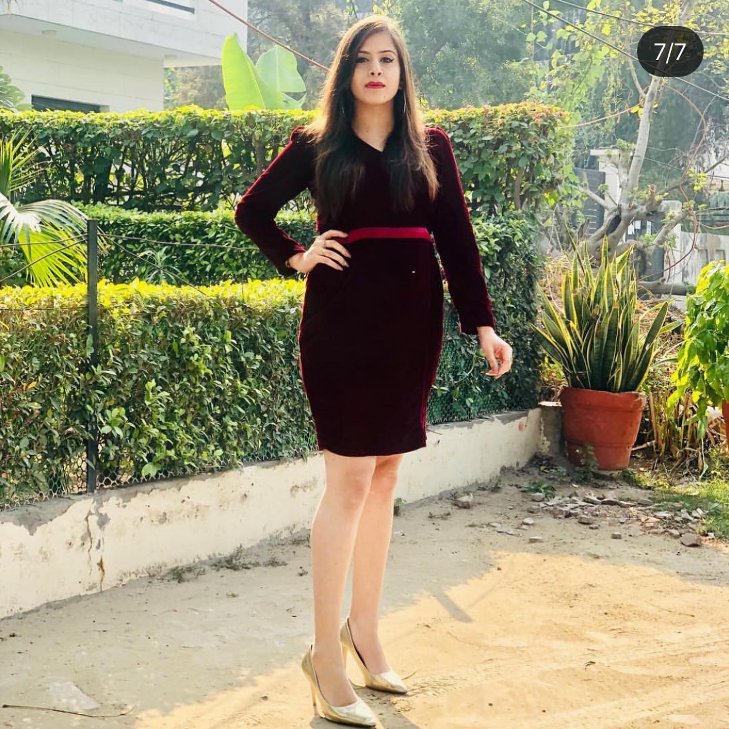 Wine Velvet Dress