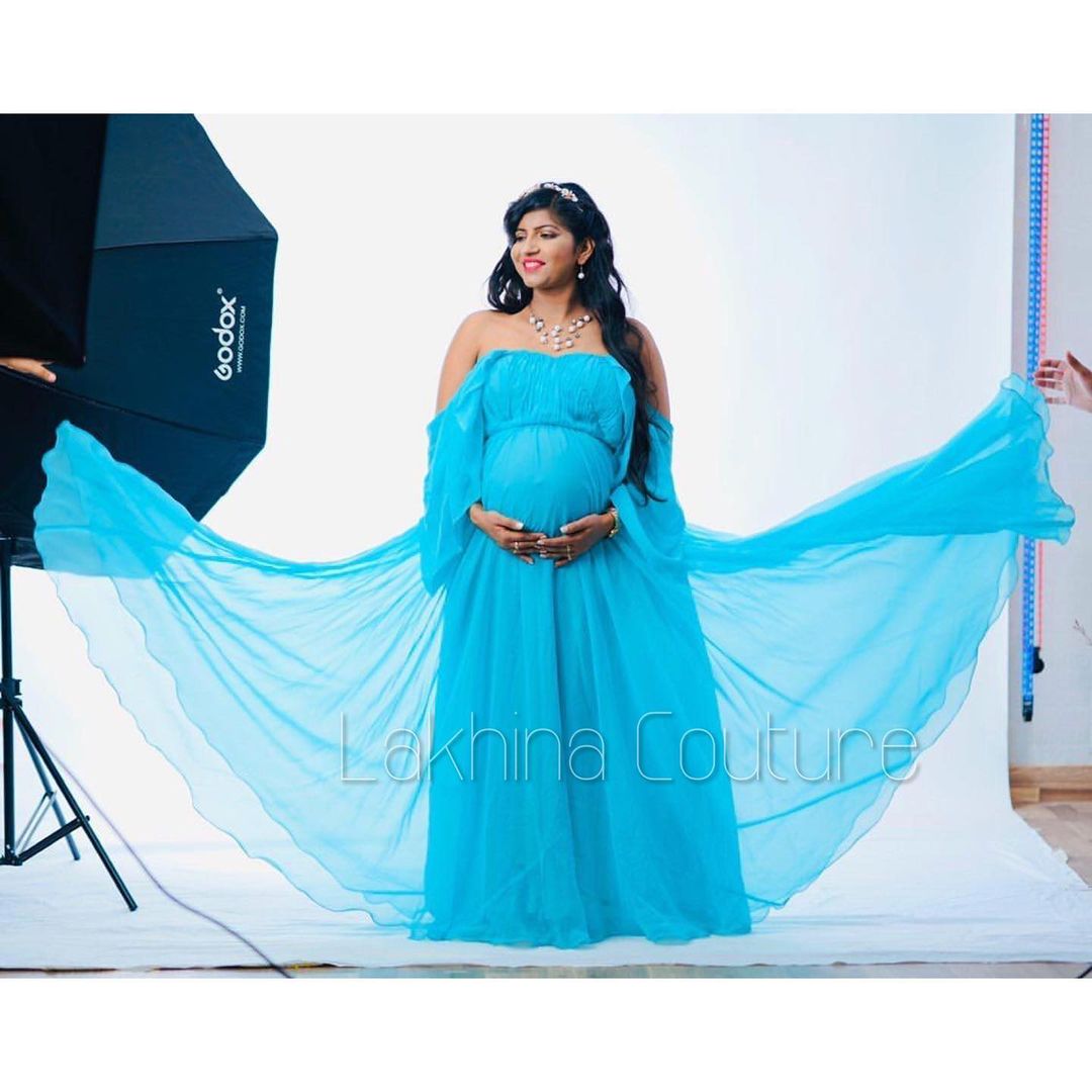 Sky Blue Flared Gown