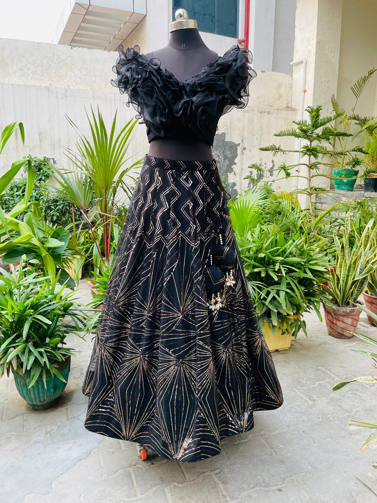 Black Designer Sequin Lehenga
