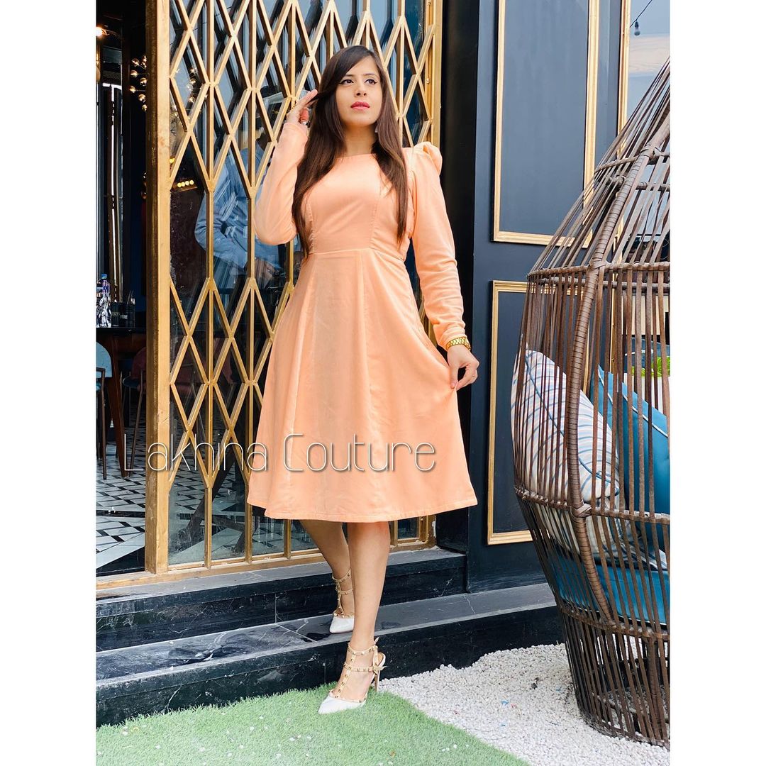 Peach Velvet Dress