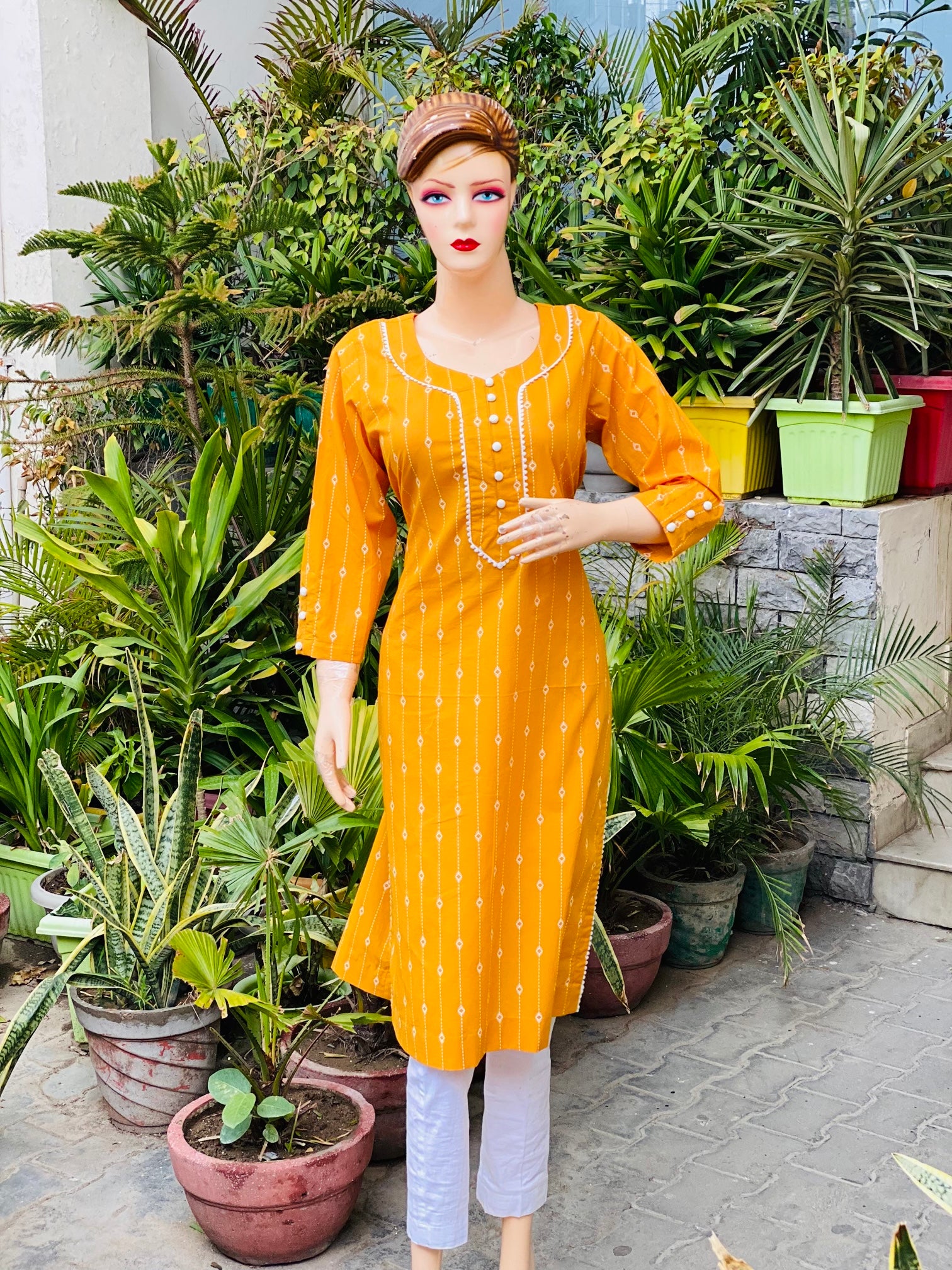 Mustard Printed Kurti