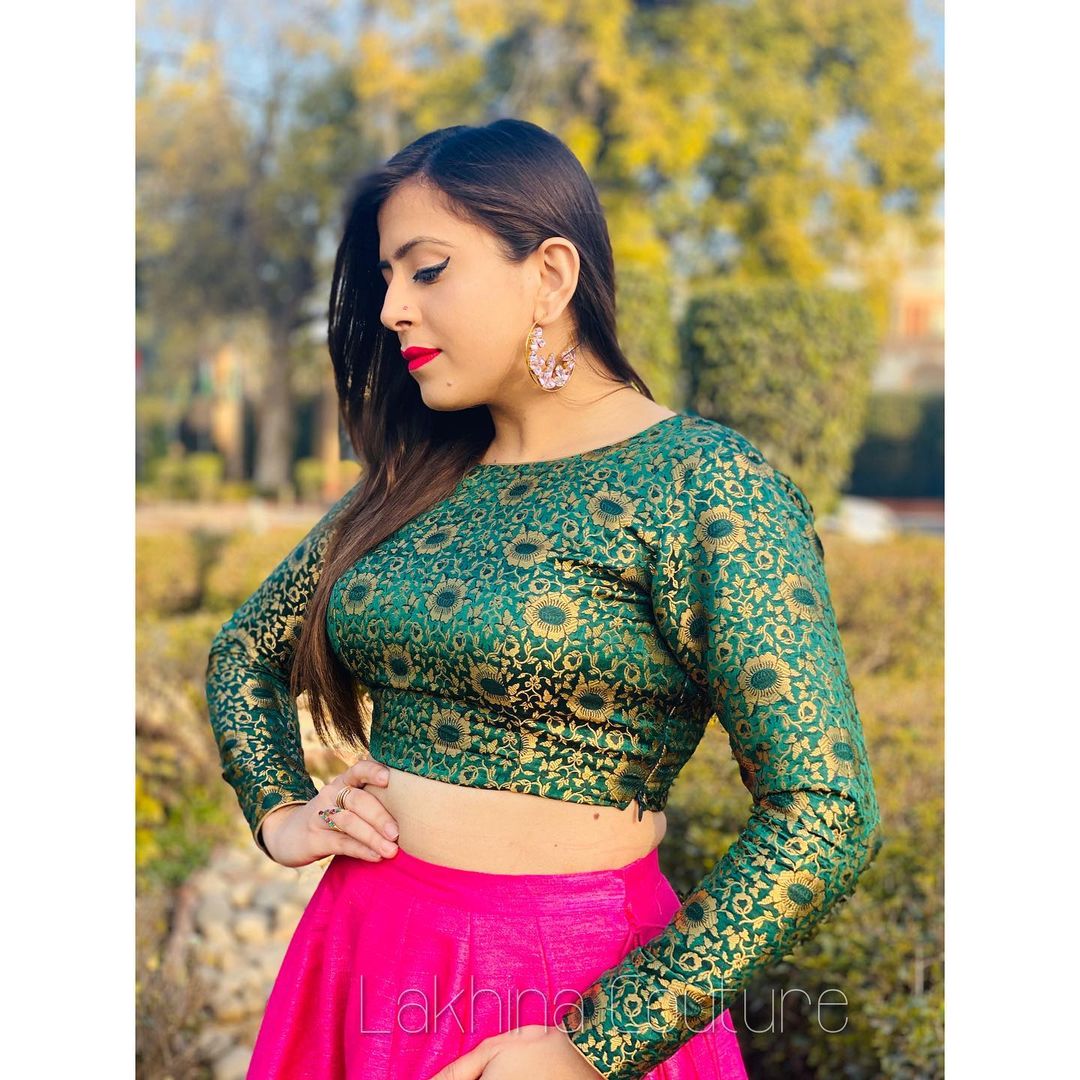 Green Pink Festive Lehenga