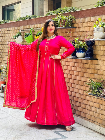 Silk Pink Anarkali