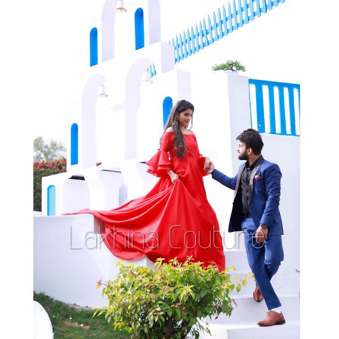 Red Off Shoulder Gown